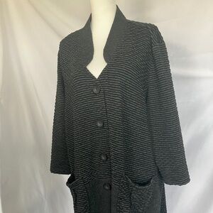 TRANSPARENTE Black and Grey Striped Knit Blazer Jacket